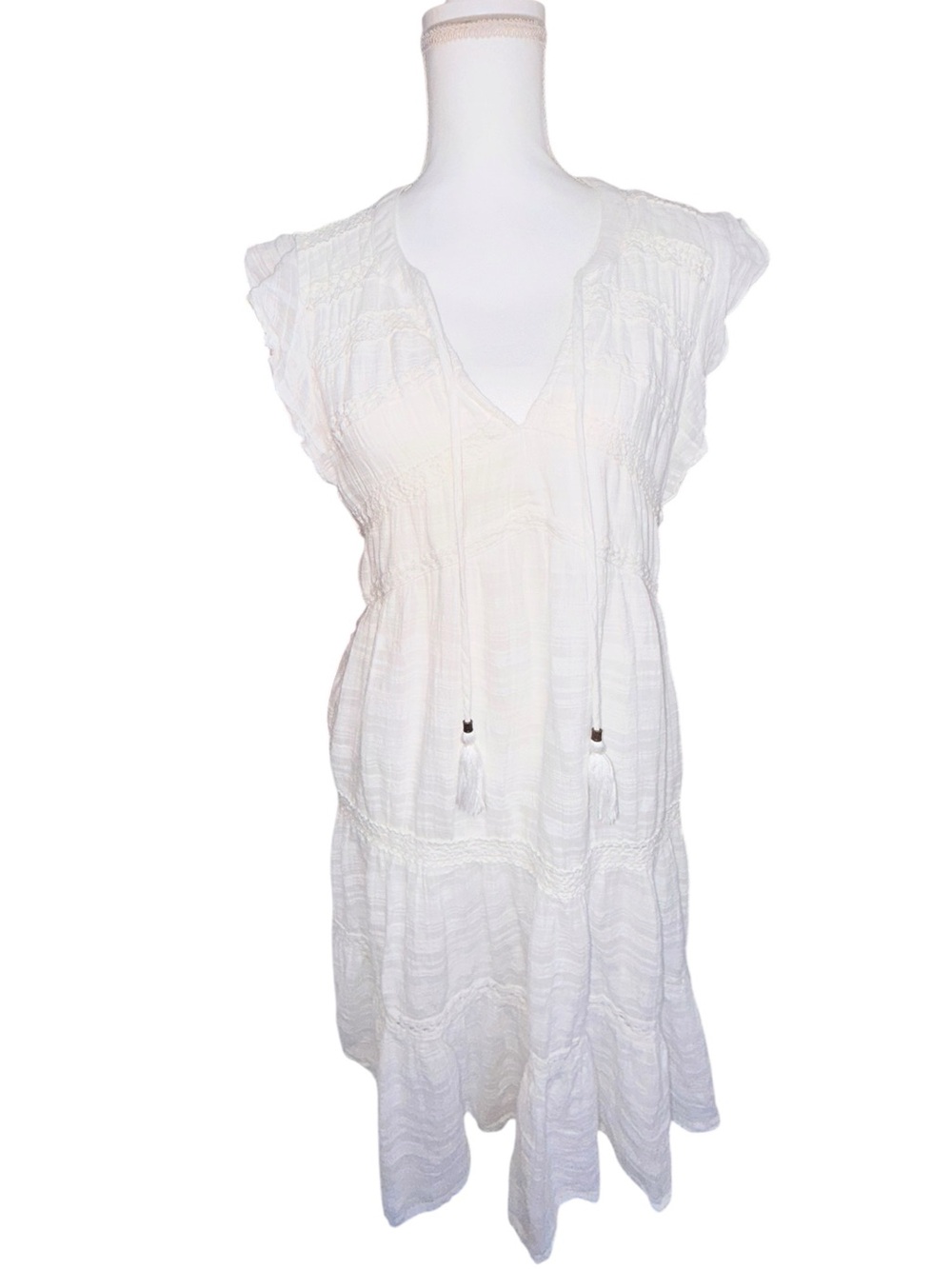 Knox Rose White Gauze V-Neck Short Dress or Swim Cover-Up